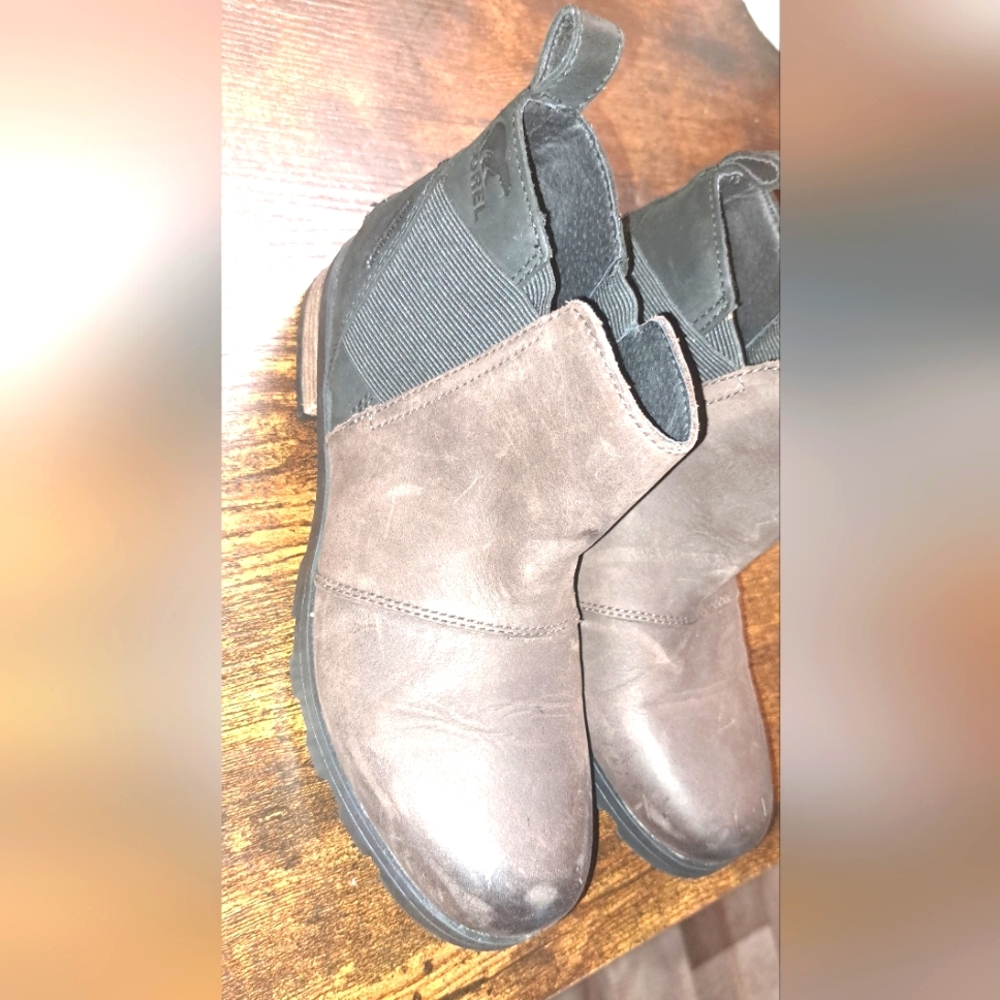 Sorel Brown Leather Chelsea Pull On Ankle Boots Flat Heel Outdoors Nature 7